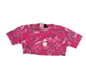 Růžový vzorovaný crop top Adidas