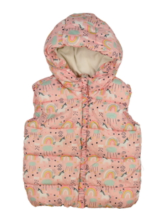 Růžová zimní vesta s volánky 