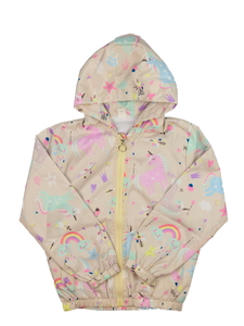 Béžová větrovka s obrázky 