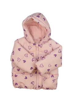 Růžová zimní bunda se srdíčky Primark 