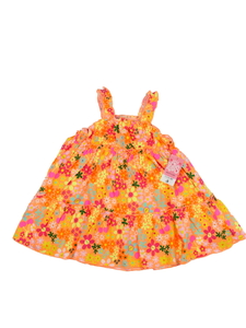 Nové neonově oranžové květinové šaty