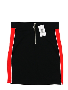 Nová černá pouzdrová sukně s červeným pruhem 