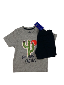 Nové šedé melírované triko a kraťasy 