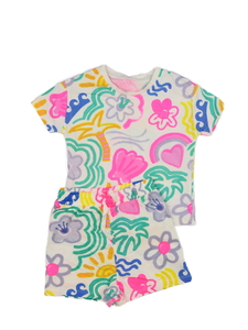 Bílý barevně vzorovaný letní set George