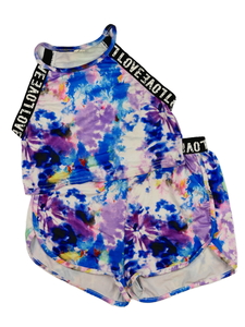 Batikovaný crop top a kraťasy 