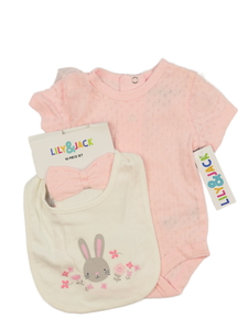 Nové růžové body, bryndák a čelenka 