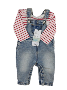 Nové pruhované triko a modrý overal Primark 