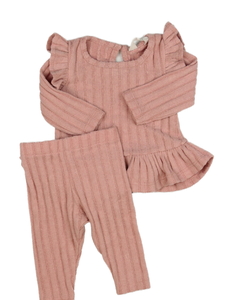Růžové triko s volánky a legíny Primark 