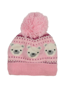 Růžová čepice s bambulí Nutmeg