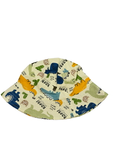 Žlutý klobouk s dinosaury obvod 52 cm