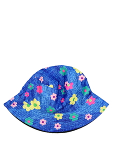 Modrý květinový klobouk 