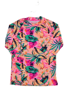 Růžové plavkové triko s listy 