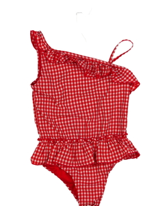 Červené kostkované plavky s volánky Primark 