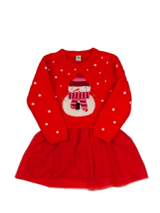 Červené bohaté teplé vánoční šaty Tu