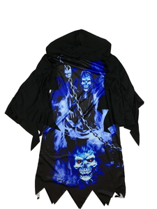 Černo-modrý děsivý karnevalový hábit se smrtkou