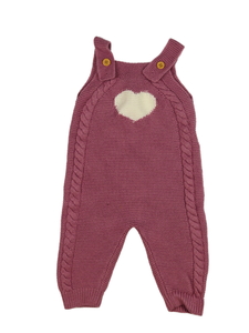 Růžový pletený overal se srdcem 