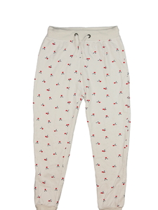 Bílé tepláky s květinami 