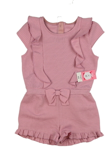 Nový růžový kraťasový overal s volánky