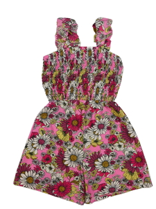 Růžový kraťasový overal s květinami River Island 