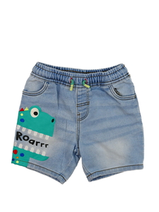 Modré riflové kraťasy s dinosaurem Nutmeg