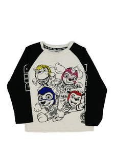 Bílé triko s černými rukávy Tlapová Patrola 