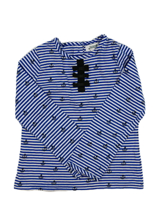 Bílé triko s modrými pruhy a kotvou 