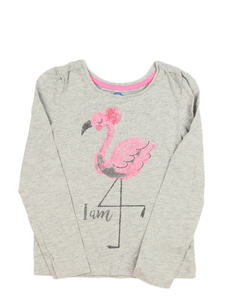 Šedé melírované triko s plameňákem Tu 