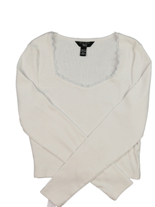 Bílý žebrovaný crop top New Look 