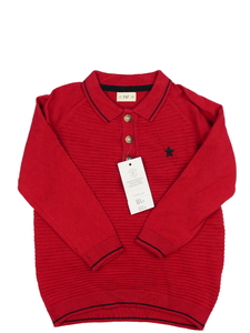 Nové červené teplejší/svetrové triko s límečkem F&