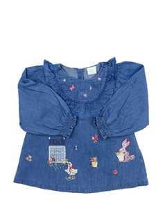 Modrá halenka s vyšitými obrázky Next