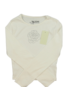 Nový krémový crop top s květinou 