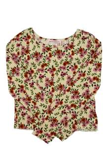 Hnědý květinový crop top