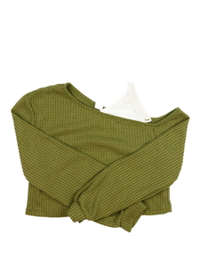 Zeleno-bílý crop top 