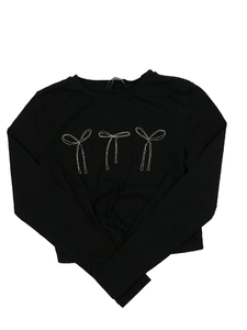 Černý crop top s mašlemi George
