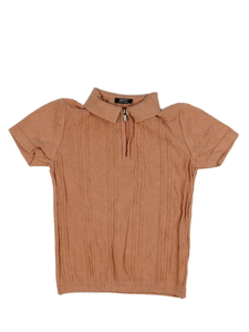 Meruňkové pletené triko s límečkem Next