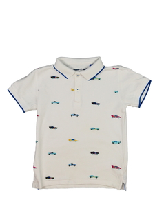 Bílé triko s auty a límečkem Next