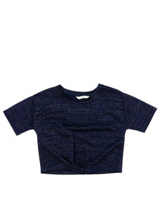 Modrý lesklý crop top George