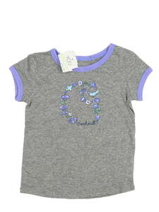 Nové šedé melírované triko s fialovými detaily 