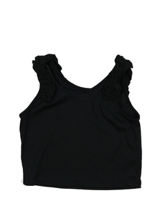 Černý crop top s volánky River Island 