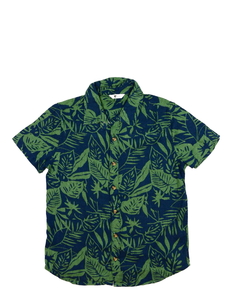 Tmavě modrá košile s listy 