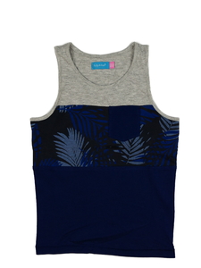 Šedo-modré tílko s kapsičkou 