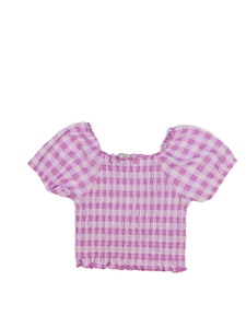 Bílo-růžový prošívaný crop top George