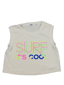 Krémový crop top s nápisem 