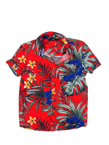 Červená košile s květinami a listy George