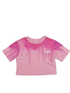 Růžový lesklý crop top Hype 