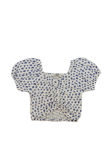 Bílý modře květinový crop top George