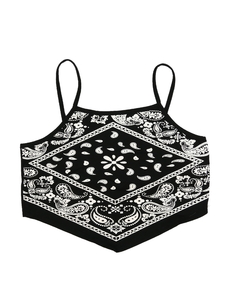 Černý vzorovaný crop top 