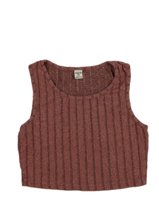 Růžový melírovaný crop top vel. 170 