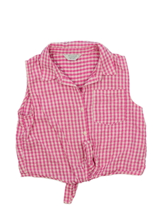 Růžová kostkovaná crop košile Primark 