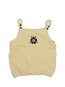 Hnědé pletené crop tílko s květinou Primark 